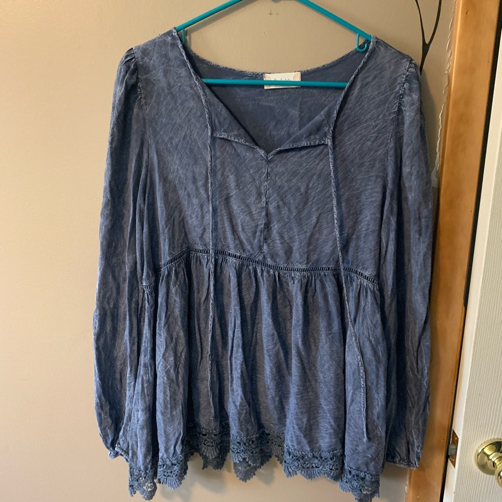 Altar’d State Slate Blue Blouse-Sm